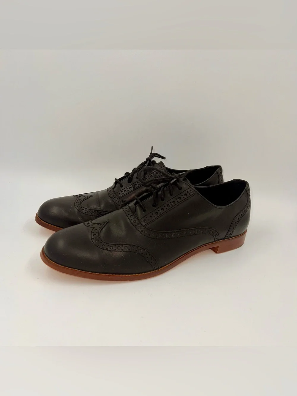 Cole Haan‎ Men’s Leather Wingtip Oxfords Black 10.5B Brogue D35722 Lace-Up